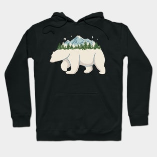 Polar bear mountain tree snow Hoodie